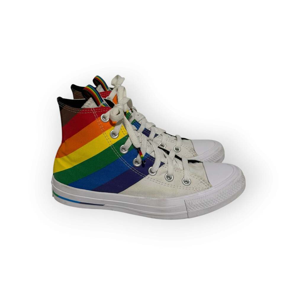 CONVERSE High Top Men 5 Women 7 Diversity Equality Love Pride Rainbow White